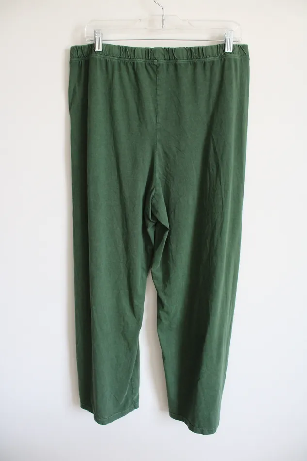 Anthropologie Earrings NEW Anthropologie Daily Practice Moss Green Cotton Wide Leg Pant L