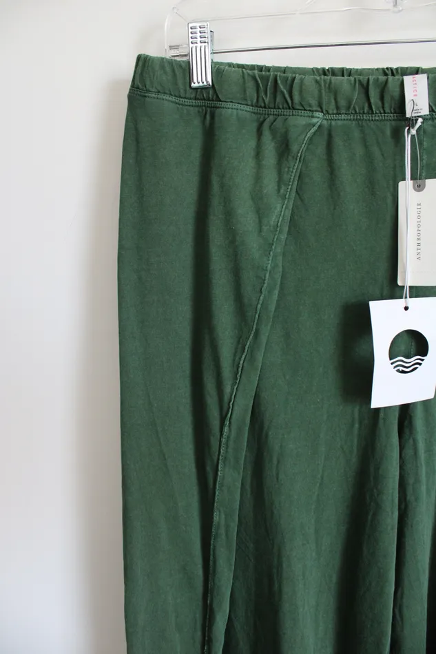 Anthropologie Earrings NEW Anthropologie Daily Practice Moss Green Cotton Wide Leg Pant L
