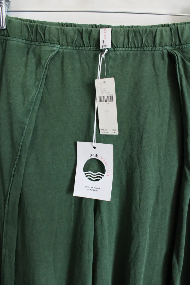 Anthropologie Earrings NEW Anthropologie Daily Practice Moss Green Cotton Wide Leg Pant L