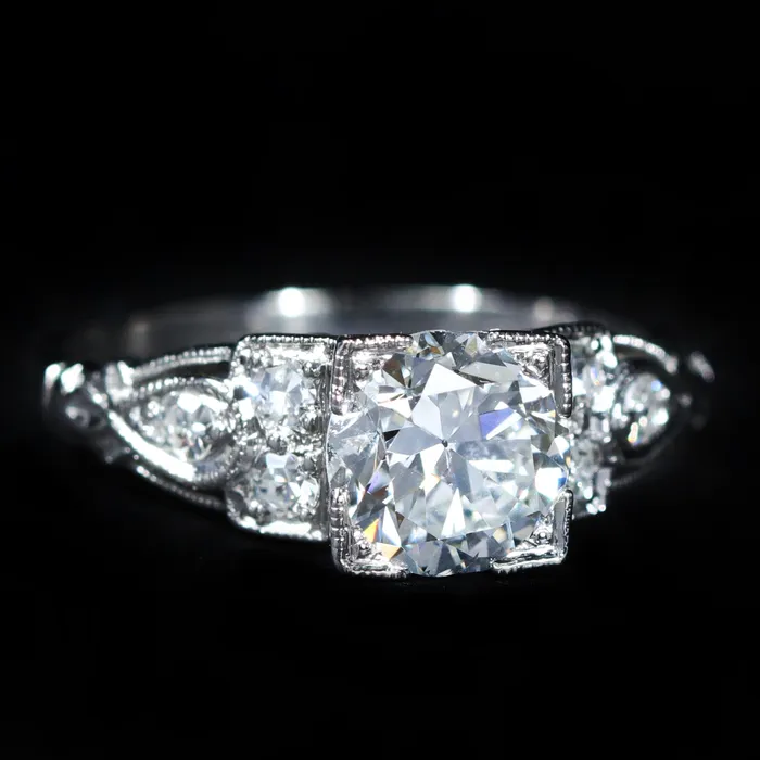 Art Deco GIA 102 Carat Old European Cut Diamond Engagement Ring OTC Rings Art Deco GIA 102 Carat Old European Cut Diamond Engagement Ring OTC Rings