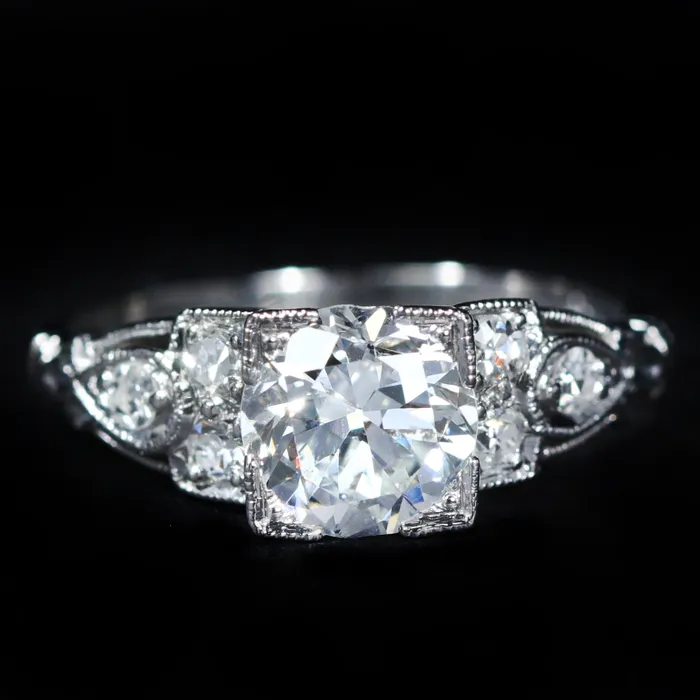 Art Deco GIA 102 Carat Old European Cut Diamond Engagement Ring OTC Rings