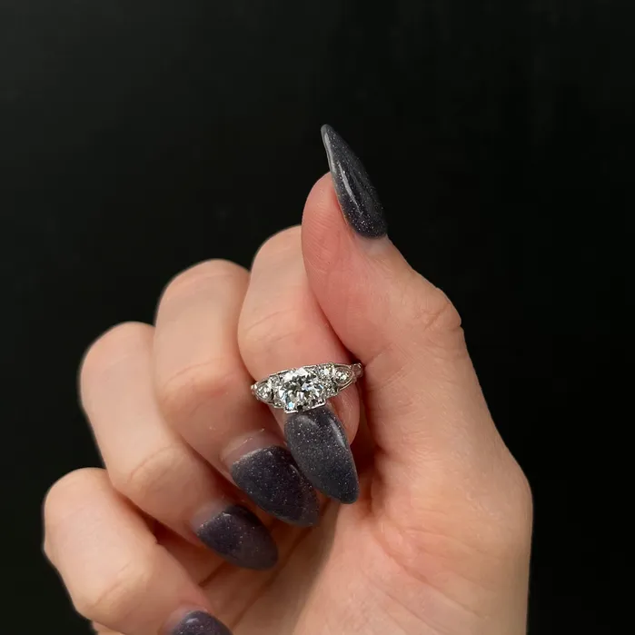 Art Deco GIA 102 Carat Old European Cut Diamond Engagement Ring OTC Rings