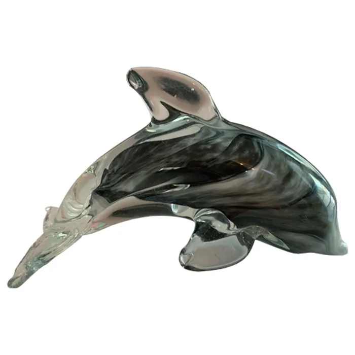 Earrings BARRYOWEN HandBlown Swirling Glass Dolphin FigurineGrey