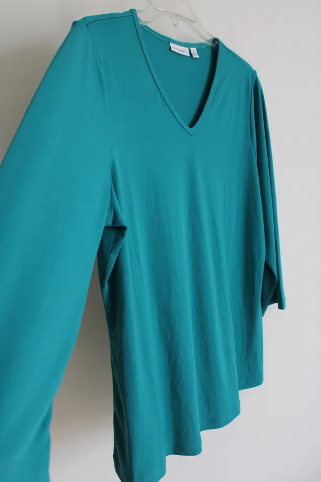 Earrings Susan Graver Susan Graver Long Sleeve Teal Top M