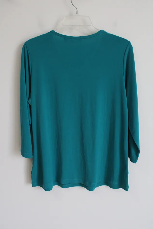 Earrings Susan Graver Susan Graver Long Sleeve Teal Top M