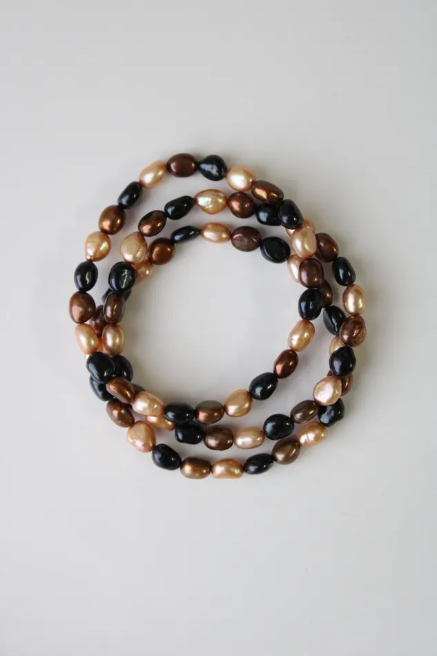 Jubilee Thrift Rings Brown Black Tan Baroque Pearl Bracelets Set Of 3