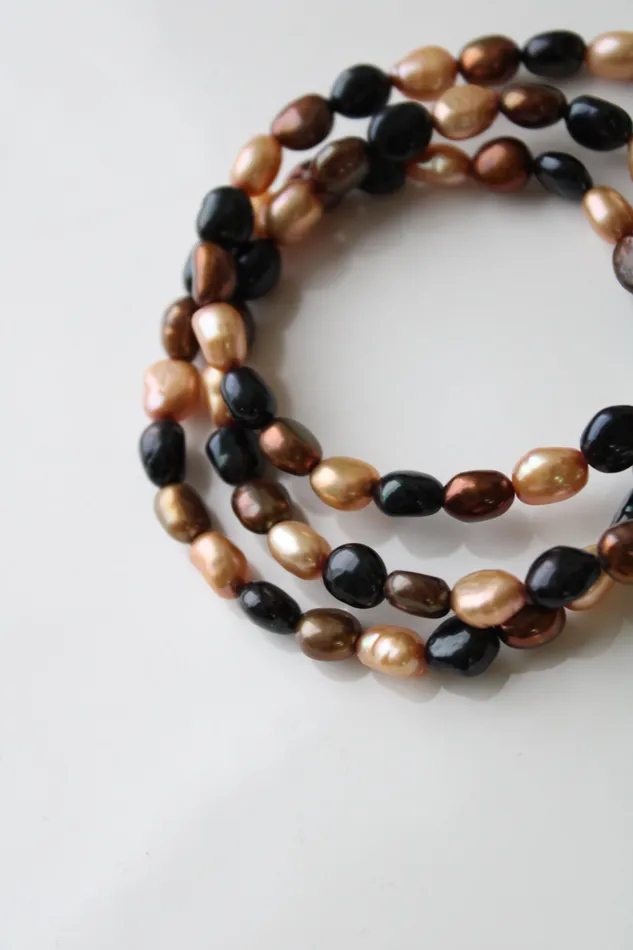 Jubilee Thrift Rings Brown Black Tan Baroque Pearl Bracelets Set Of 3