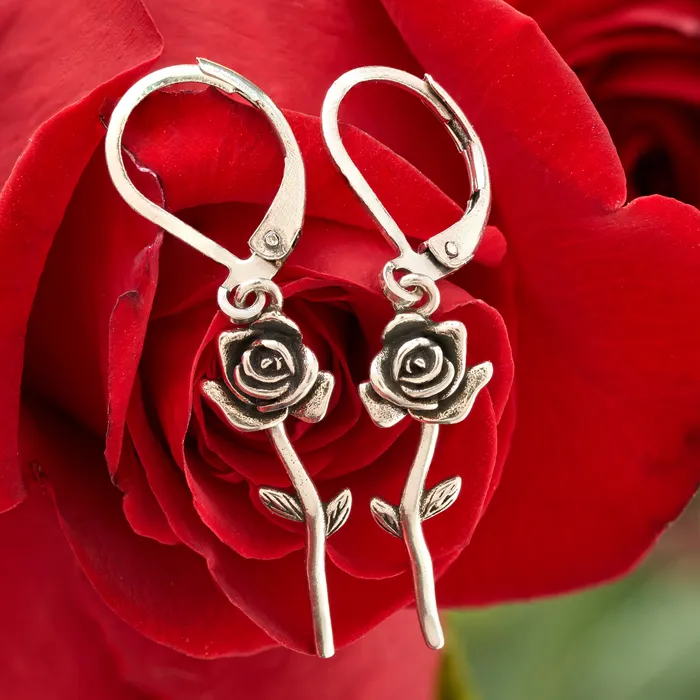 Leverback Dangling Rose Earrings Chadds Ford Jewelry Earrings