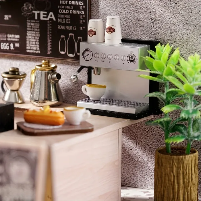 Necklaces Miniature Coffee Shop Kit with Battery Powered Lighting Portraits and Miniatures by NC