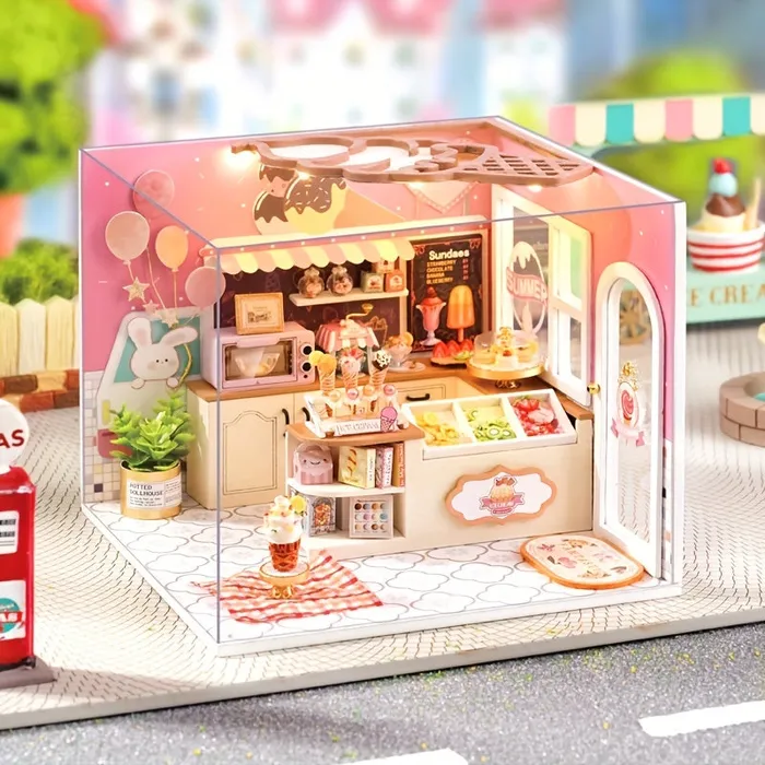 Necklaces Miniature Coffee Shop Kit with Battery Powered Lighting Portraits and Miniatures by NC