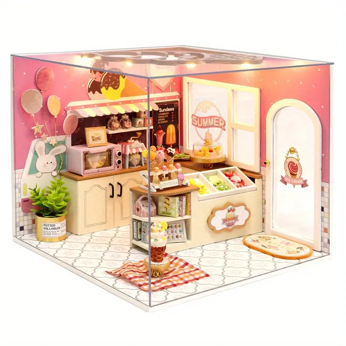 Necklaces Miniature Coffee Shop Kit with Battery Powered Lighting Portraits and Miniatures by NC