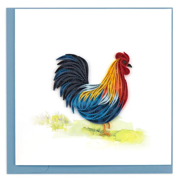 QUILLINGCARD Earrings Quillingcard Colorful Rooster Greeting Card