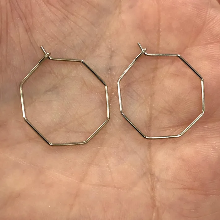 Rhodium Plated 20mm Octagon Earrings Octagon Loop Earring Supplies Peppy Beads Earrings Rhodium Plated 20mm Octagon Earrings Octagon Loop Earring Supplies Peppy Beads Earrings