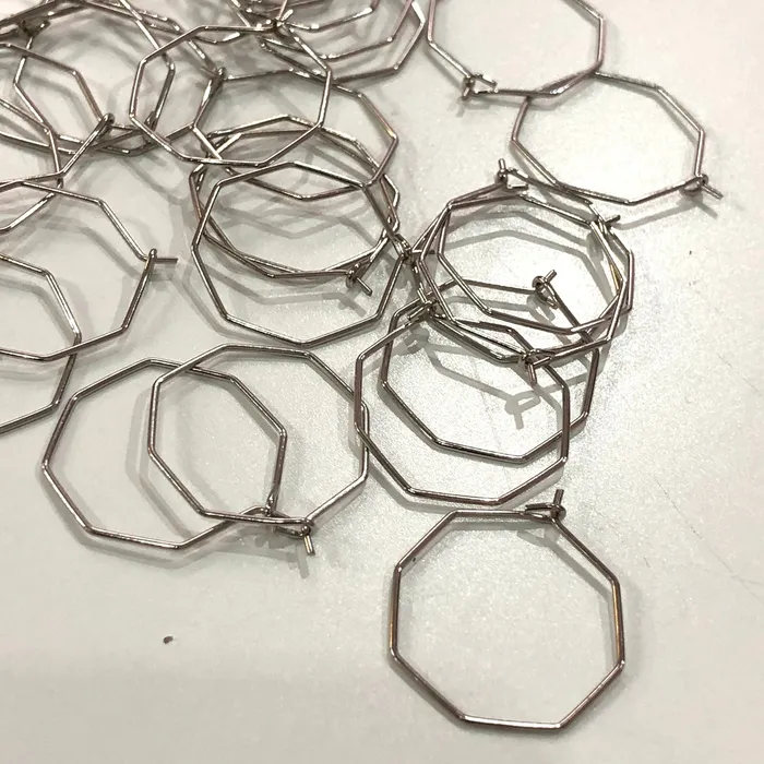 Rhodium Plated 20mm Octagon Earrings Octagon Loop Earring Supplies Peppy Beads Earrings Rhodium Plated 20mm Octagon Earrings Octagon Loop Earring Supplies Peppy Beads Earrings