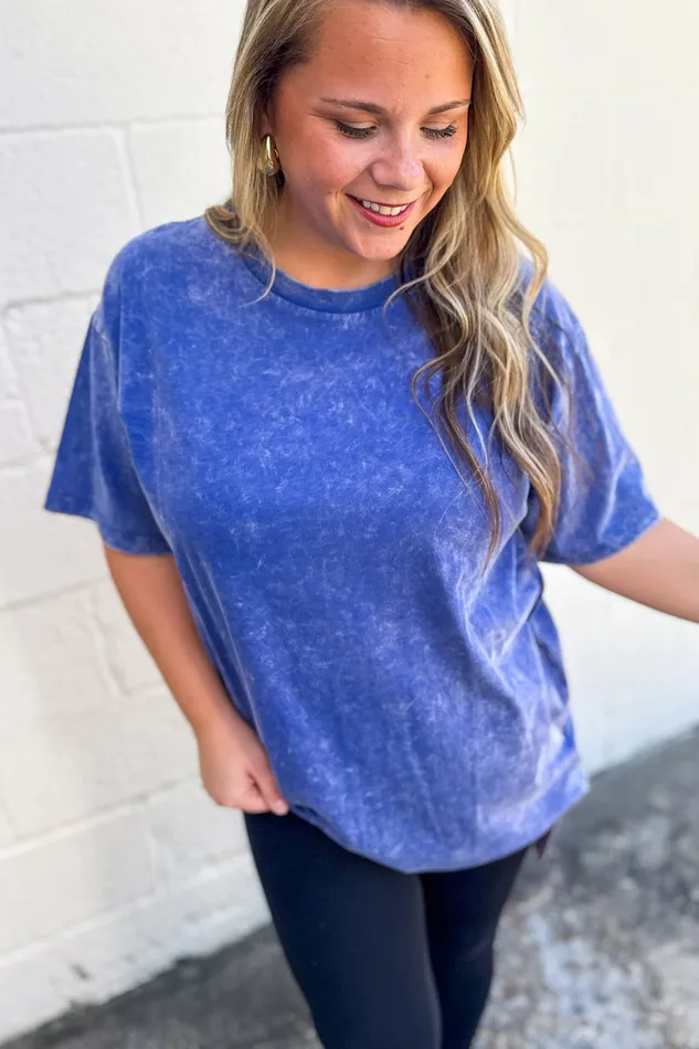 Rings Zenana Dont Mind Me Mineral Wash Top Blueberry