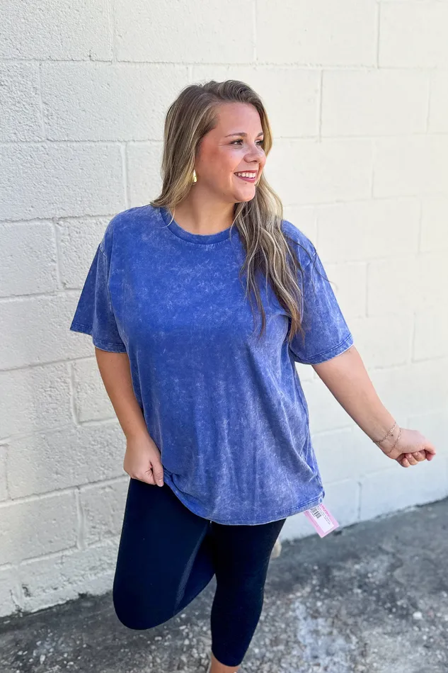 Rings Zenana Dont Mind Me Mineral Wash Top Blueberry