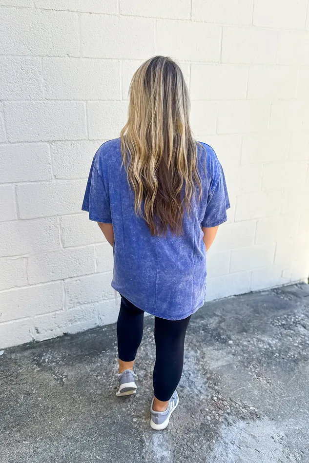 Rings Zenana Dont Mind Me Mineral Wash Top Blueberry