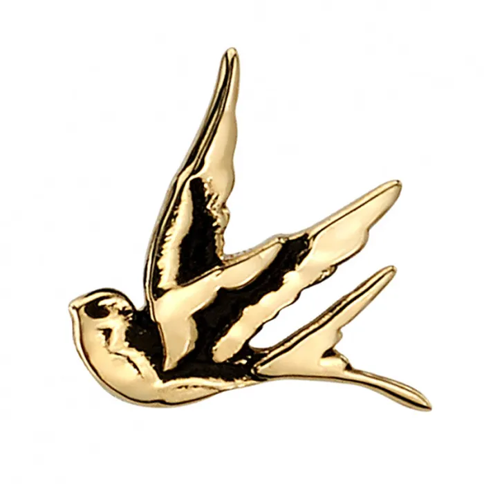 Body Vision BVLA threadless Swallow Pin in Gold Earrings