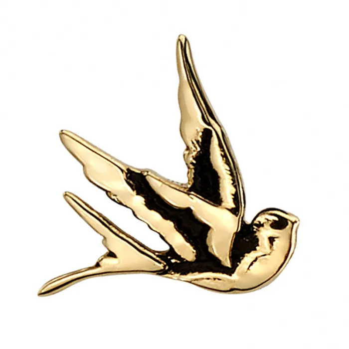 Body Vision BVLA threadless Swallow Pin in Gold Earrings