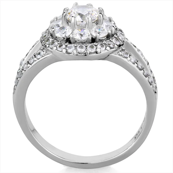 Green Rings CJE1855 Womens Stainless Steel Double Band Cluster CZ Ring Green Rings CJE1855 Womens Stainless Steel Double Band Cluster CZ Ring