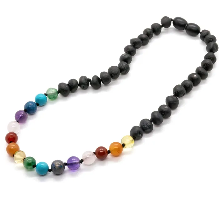 Necklaces Half Baltic Amber Necklace 17 or 19 Rainbow Raw Black Cherry Pink Amethyst Baltic Essentials Necklaces Half Baltic Amber Necklace 17 or 19 Rainbow Raw Black Cherry Pink Amethyst Baltic Essentials