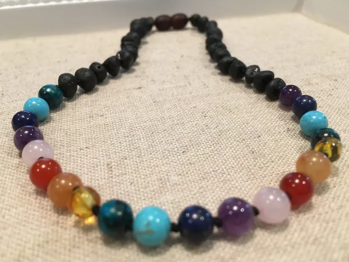 Necklaces Half Baltic Amber Necklace 17 or 19 Rainbow Raw Black Cherry Pink Amethyst Baltic Essentials