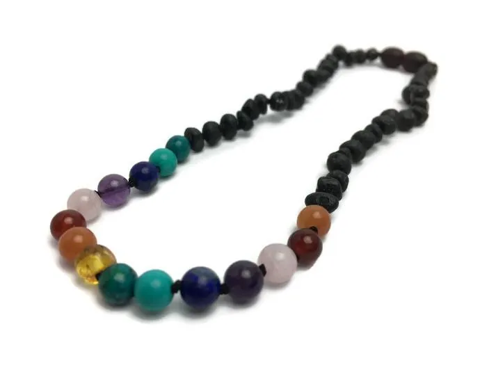 Necklaces Half Baltic Amber Necklace 17 or 19 Rainbow Raw Black Cherry Pink Amethyst Baltic Essentials