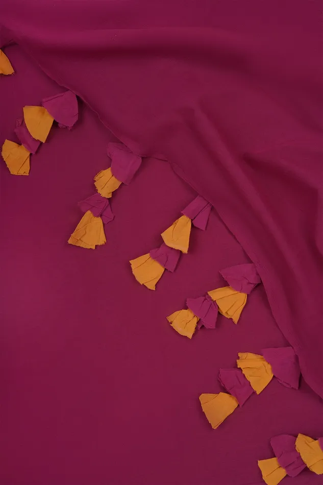 Necklaces Teejh Teejh Spice Slice Magenta and Mustard Mulmul Saree
