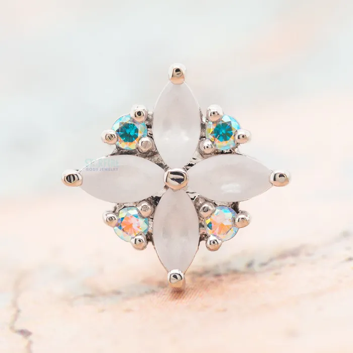 Pleades Threaded End in Gold with Sandblasted White CZs Mercury Mist Topaz Body Vision BVLA Necklaces