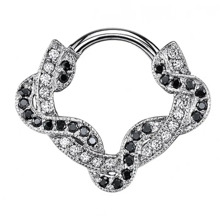 Rings Body Vision BVLA Proteus Hinge Ring in Gold with Black Diamond White Diamonds Rings Body Vision BVLA Proteus Hinge Ring in Gold with Black Diamond White Diamonds