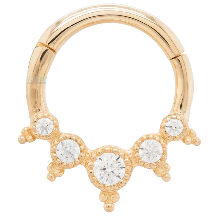Rings Buddha Jewelry Organics Simone Hinge Ring Clicker in Gold with CZs