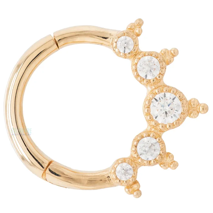 Rings Buddha Jewelry Organics Simone Hinge Ring Clicker in Gold with CZs