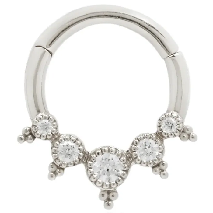 Rings Buddha Jewelry Organics Simone Hinge Ring Clicker in Gold with CZs