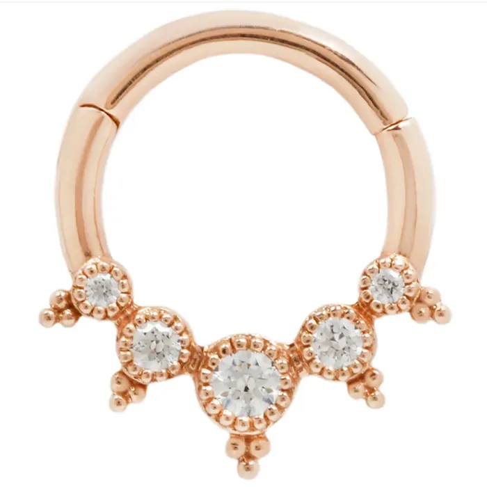 Rings Buddha Jewelry Organics Simone Hinge Ring Clicker in Gold with CZs
