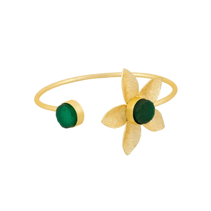 Teejh Bracelets Teejh Juhi Dark Green Flower Bracelet