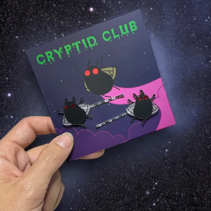 VincaUSA Earrings Cryptid Club Moth Man Bobby Pins