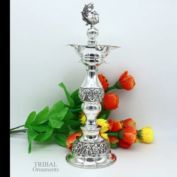 10 925 sterling silver handcrafted vintage design Panchmukhi oil lamp Deepak silver puja article silver candle stand diya figurine LMP01 TRIBAL ORNAMENTS Rings 10 925 sterling silver handcrafted vintage design Panchmukhi oil lamp Deepak silver puja article silver candle stand diya figurine LMP01 TRIBAL ORNAMENTS Rings