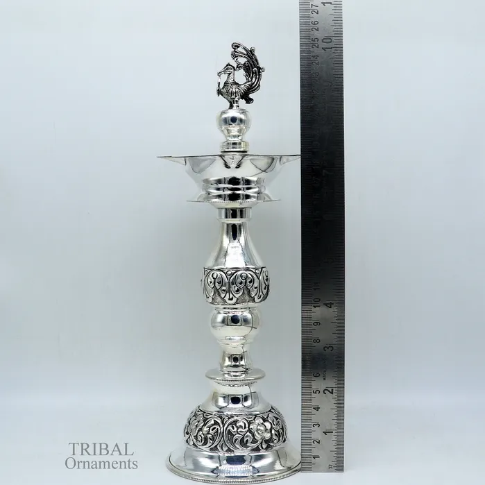 10 925 sterling silver handcrafted vintage design Panchmukhi oil lamp Deepak silver puja article silver candle stand diya figurine LMP01 TRIBAL ORNAMENTS Rings