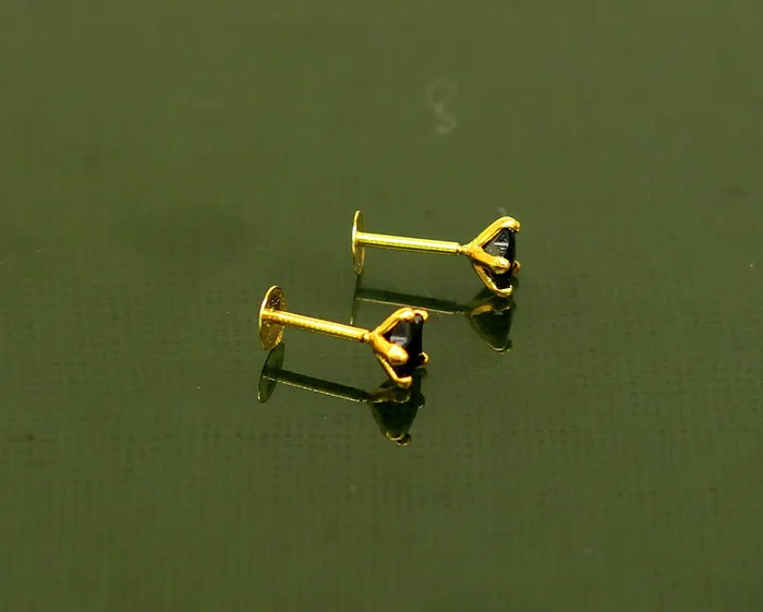 4 mm single black stone 18 kt yellow gold handmade star shape design fabulous screw back stud earring use as nose pin unisex jewelry er118 TRIBAL ORNAMENTS Earrings 4 mm single black stone 18 kt yellow gold handmade star shape design fabulous screw back stud earring use as nose pin unisex jewelry er118 TRIBAL ORNAMENTS Earrings