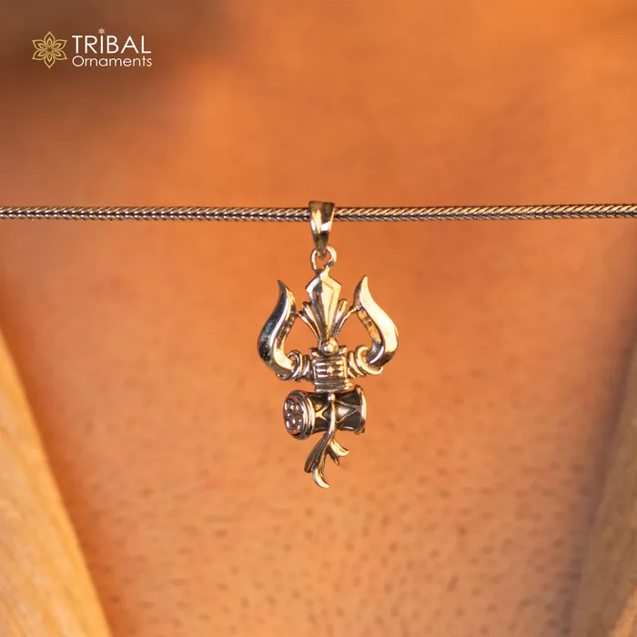 925 sterling silver Hindu idol Lord Shiva tridenttrishul pendant amazing vintage design gifting locket pendant customized jewelry ssp524 TRIBAL ORNAMENTS Necklaces