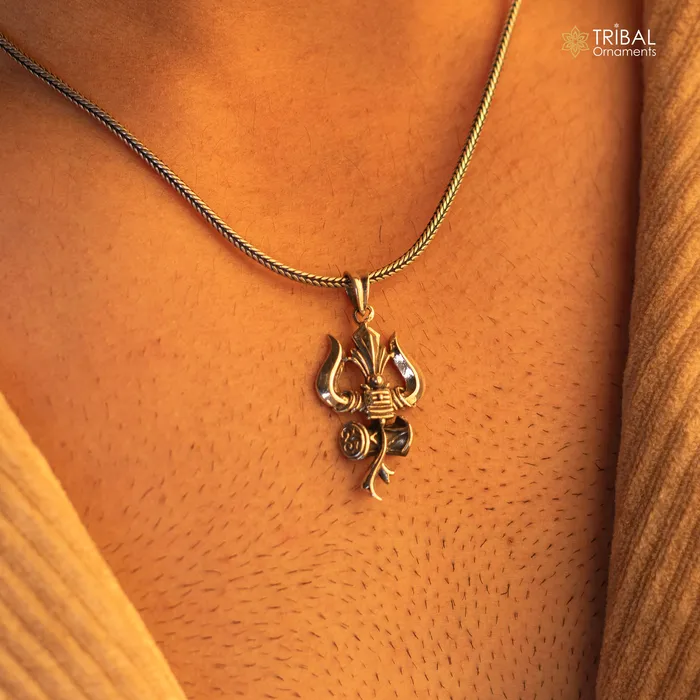 925 sterling silver Hindu idol Lord Shiva tridenttrishul pendant amazing vintage design gifting locket pendant customized jewelry ssp524 TRIBAL ORNAMENTS Necklaces