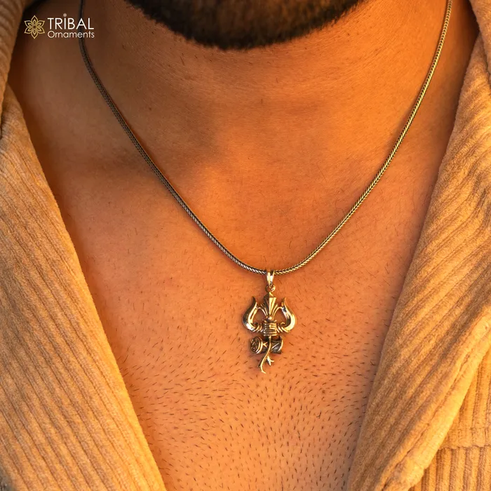 925 sterling silver Hindu idol Lord Shiva tridenttrishul pendant amazing vintage design gifting locket pendant customized jewelry ssp524 TRIBAL ORNAMENTS Necklaces