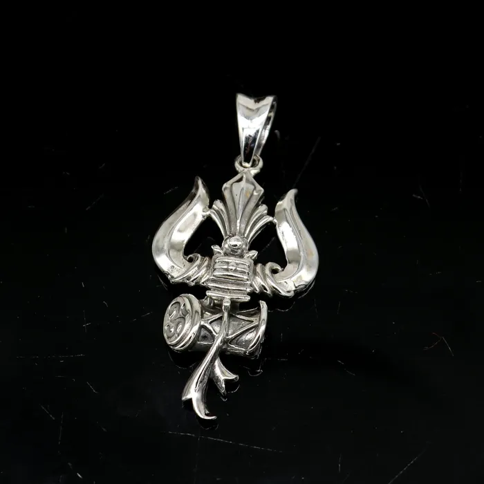 925 sterling silver Hindu idol Lord Shiva tridenttrishul pendant amazing vintage design gifting locket pendant customized jewelry ssp524 TRIBAL ORNAMENTS Necklaces