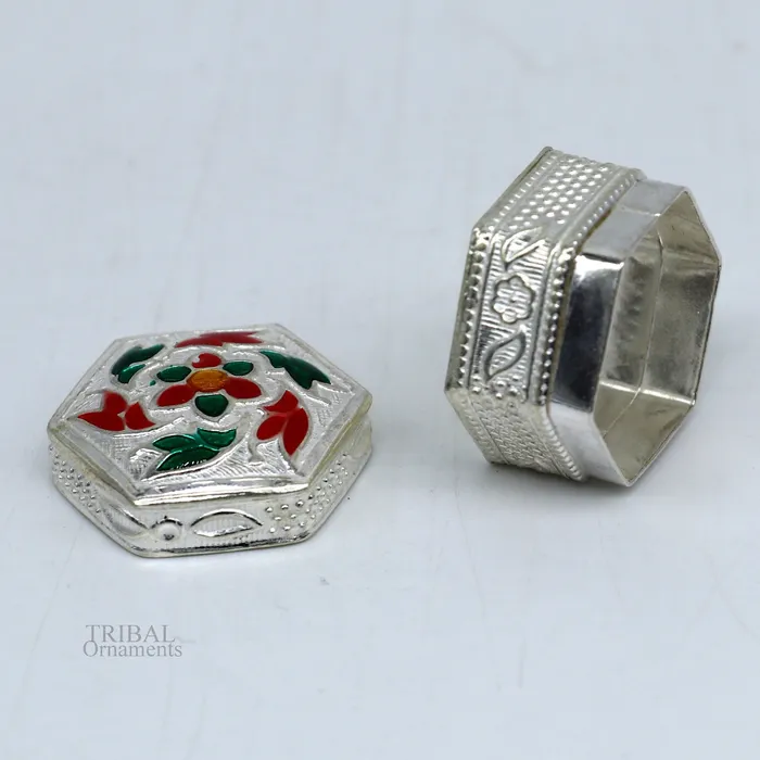 925 sterling silver vintage design brides gift kajal box trinket box sindur box eyeliner box silver utensils best bridal gift stb344 TRIBAL ORNAMENTS Necklaces