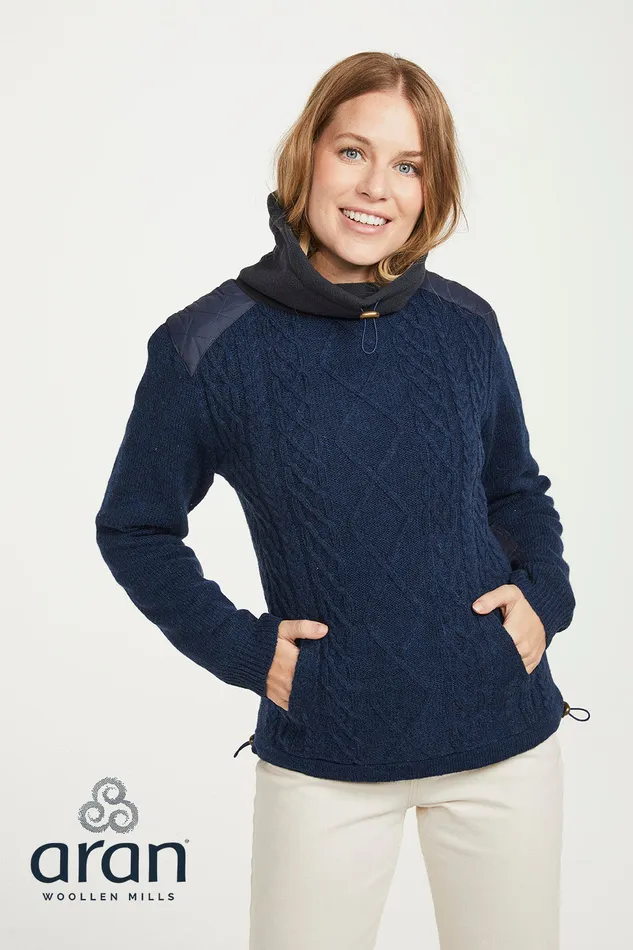 Aran Woollen Mills Country Life Cowlneck Wool Sweater Earrings