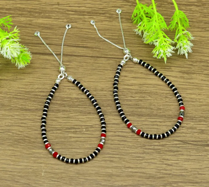 Bracelets TRIBAL ORNAMENTS 7 long 925 sterling silver gorgeous black and red beaded bracelet charm bracelet customized bracelet adjustable girls jewelry sbr160 Bracelets TRIBAL ORNAMENTS 7 long 925 sterling silver gorgeous black and red beaded bracelet charm bracelet customized bracelet adjustable girls jewelry sbr160