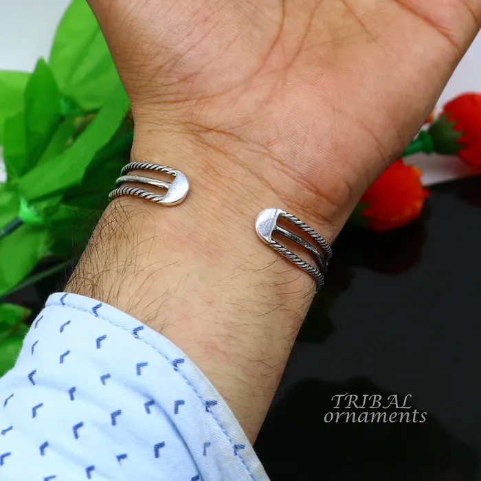Bracelets TRIBAL ORNAMENTS 925 sterling silver handcrafted vintage style amazing cuff bangle kada bracelet best gift for mens and girls adjustable kada cuff117