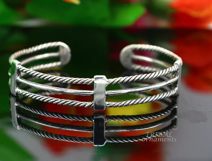 Bracelets TRIBAL ORNAMENTS 925 sterling silver handcrafted vintage style amazing cuff bangle kada bracelet best gift for mens and girls adjustable kada cuff117