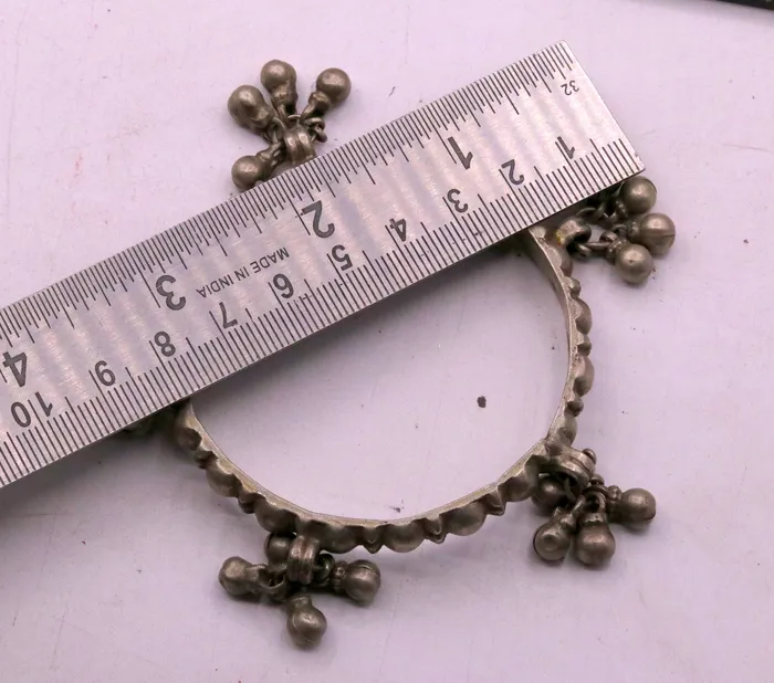 Bracelets TRIBAL ORNAMENTS Indian traditional handmade solid sterling silver bangle bracelet for womens excellent hanging bells charm bangle tribal jewelry sba16 Bracelets TRIBAL ORNAMENTS Indian traditional handmade solid sterling silver bangle bracelet for womens excellent hanging bells charm bangle tribal jewelry sba16