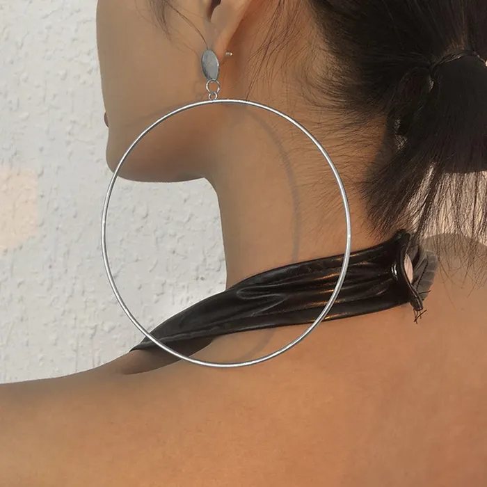 E1689 Gold Giant Hoop Earrings 01 Earrings